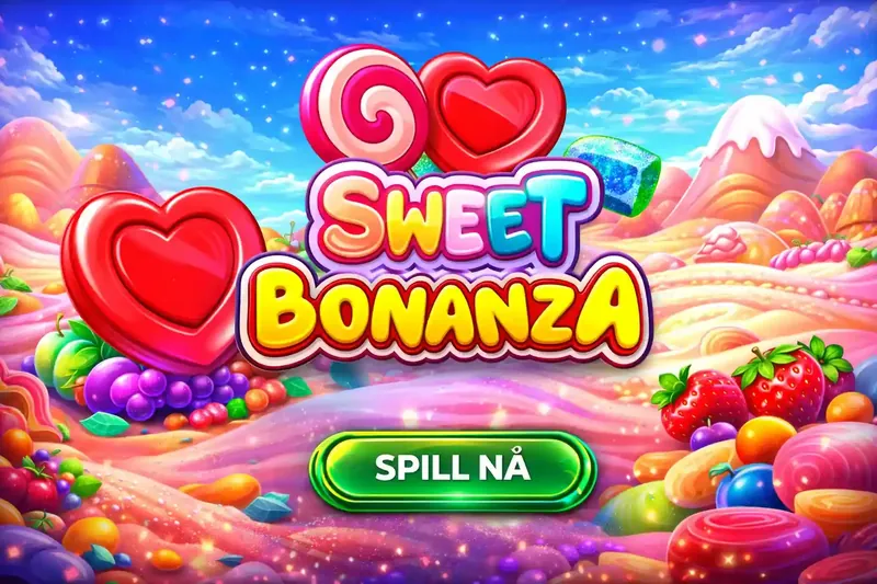 Sweet Bonanza Slot Colorful candy-themed slot game with hearts lollipops and fruit symbols in dreamy landscape